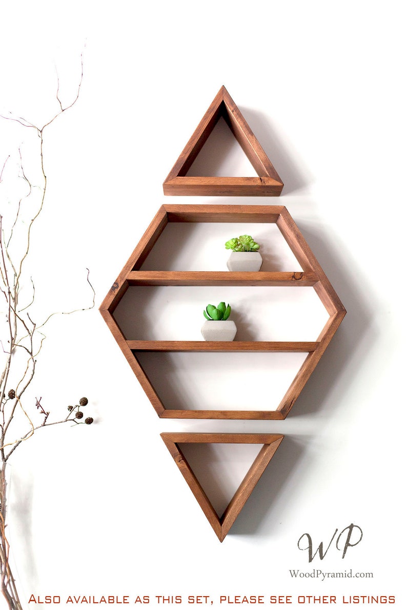 Solid Wood Hexagon Shelf 14x12x 3. Crystals Etsy