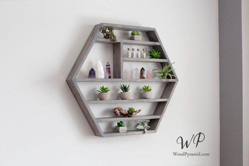 Large Hexagon Shelf 27x23.5. Essential Oil Shelf. Etsy