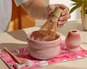 Blushroze keramische matcha-theeset • Kit in Japanse stijl