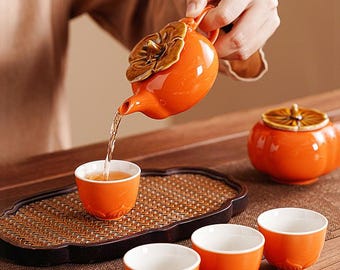 Juego de tetera y tazas de cerámica china: juego de té estilo gongfu para decoración del hogar