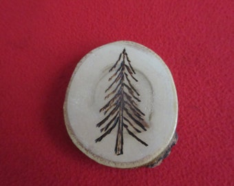 Pine Tree Wood Magnet. Kitchen art, refrigerator art, rustic decor, mountain art, colorado art.