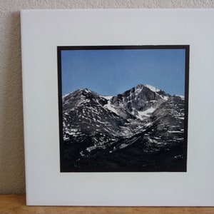 Longs Peak, Colorado.  Foto en Azulejo.  Impresión de montañas rocosas, cordillera frontal, estes parque, parque nacional montaña rocosa, pico nevado, invierno 14er