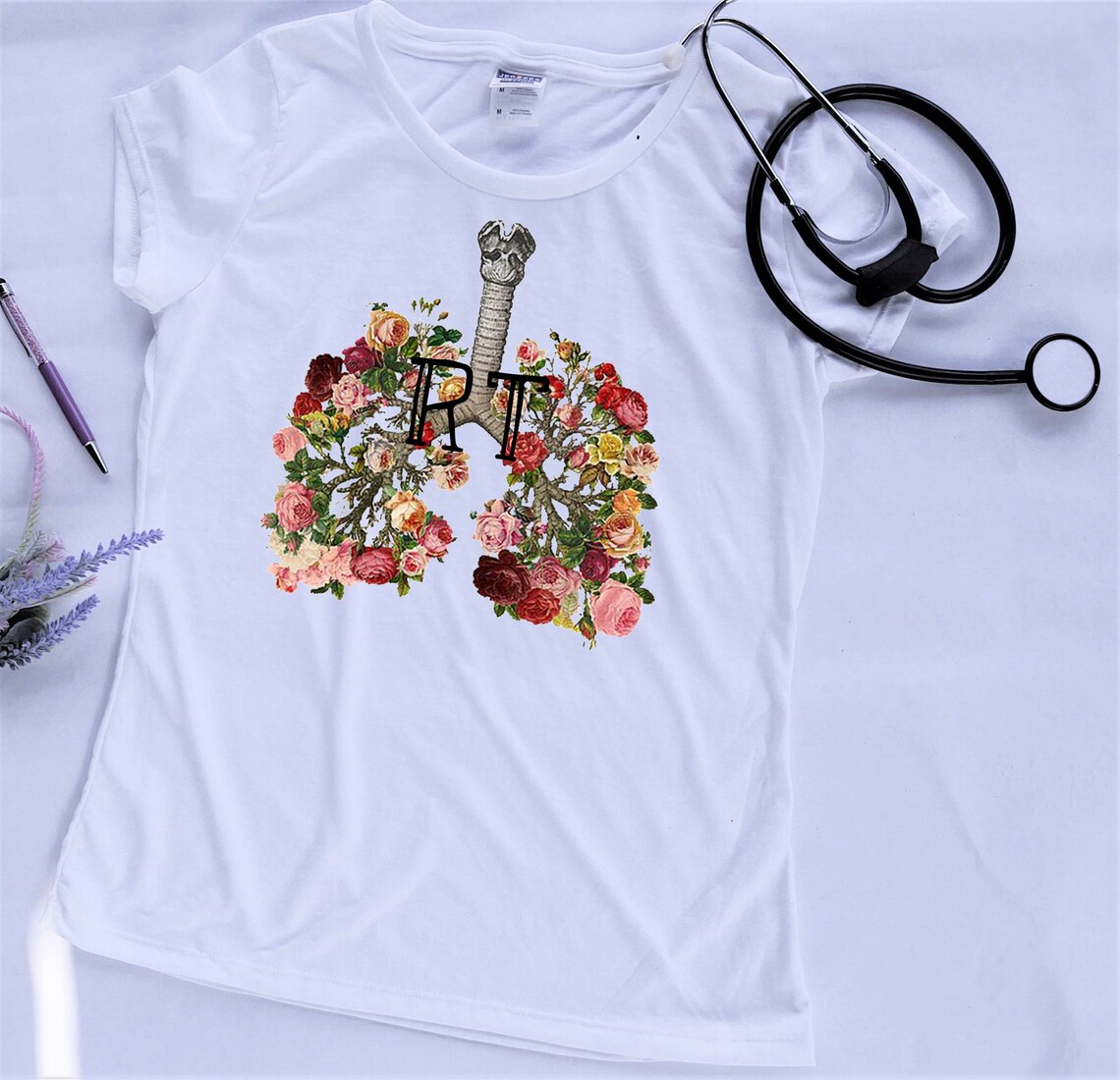 Floral Lung RT Women's Fitted Shirt Flower Respiratory Etsy