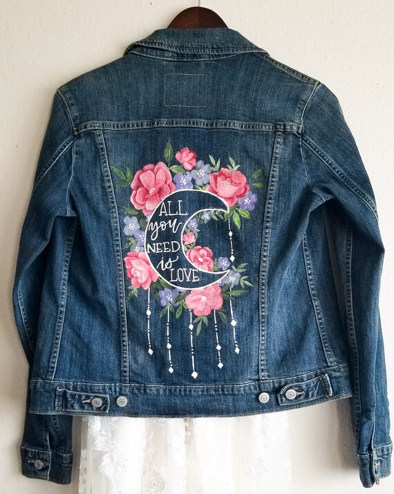 all we need is love denim jacket