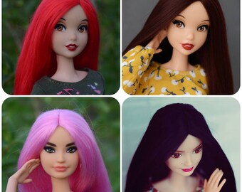 9-10cm Sweet Purple long straight BJD Wig For 1/12 PULLIP SD BJD Doll Hair wigs 9-10cm Sweet Purple long straight BJD Wig For 1/12 PULLIP SD BJD Doll Hair wigs
