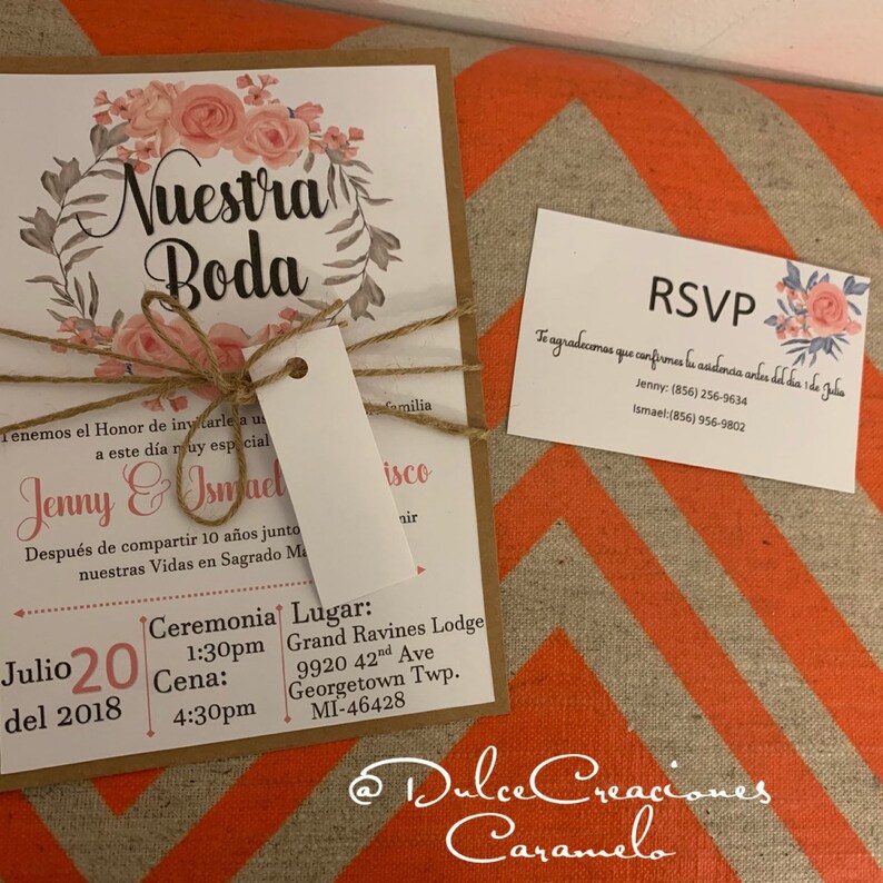 Invitaciones de boda rústicas / Invitación de boda elegante / Etsy España