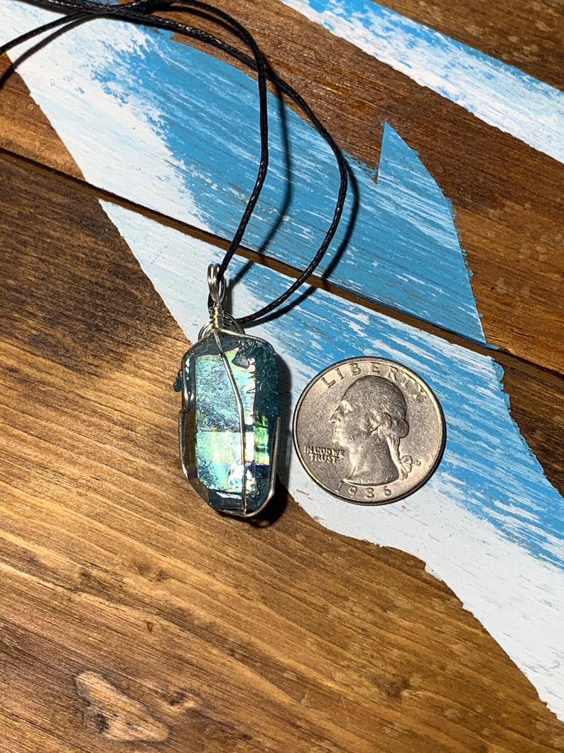 Aqua Aura Wire Wrapped Necklace HOT-0182