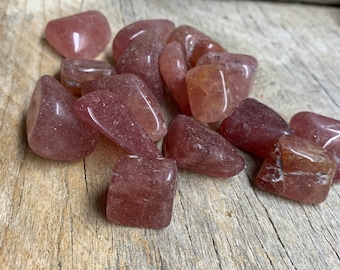 Ethically Sourced 1 NATURAL STRAWBERRY QUARTZ 1 Inch Tumbled Stone