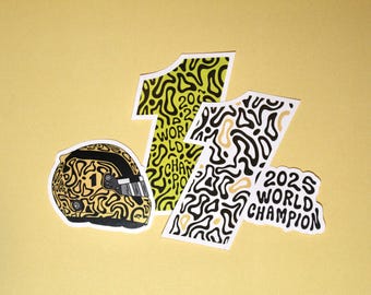 Conjunto de adesivos Lando Norris Campeão Mundial 2025