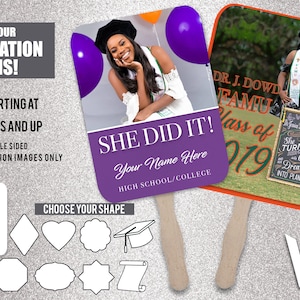 SINGLE SIDED - Graduation Fans, Event Fans, Event Supplies, Party Favors, Event Favors, Personalized Fan, Photo Fan