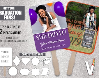 SINGLE SIDED - Graduation Fans, Event Fans, Event Supplies, Party Favors, Event Favors, Personalized Fan, Photo Fan