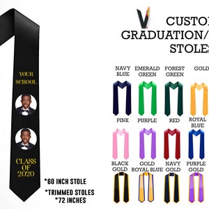Graduation Stole/ High School Graduation Stole/ College Graduation Stole/ Personalized Stole/ Memory Stole/ Custom Stole