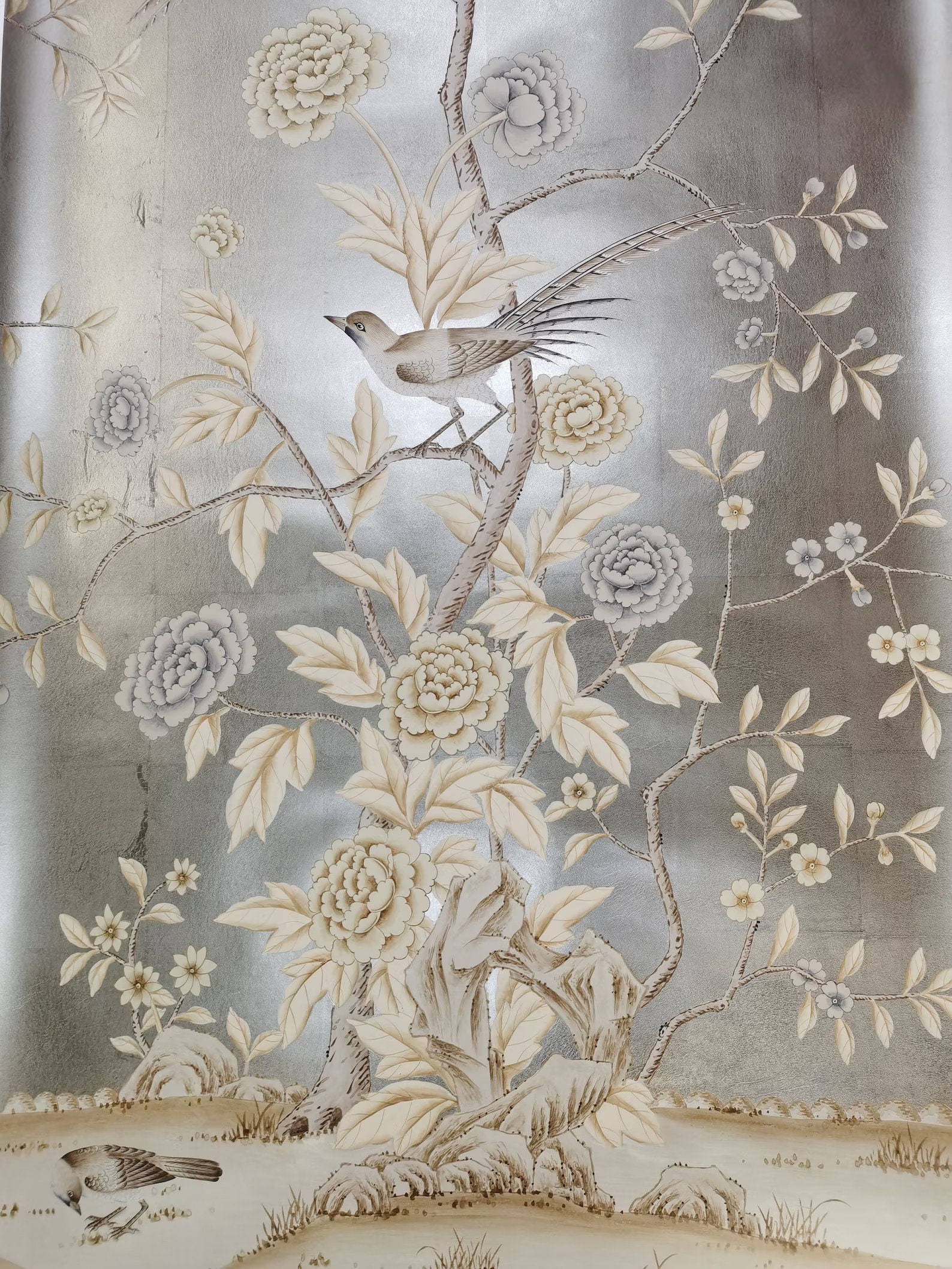 Chinoiserie Wallpaper Metallic Leaf Fragrance Garden - Etsy