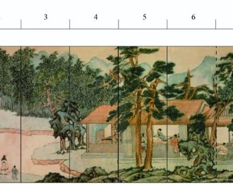 mountain and landscape---custom Chinoiserie handpainted wallpaper----Custom order reserved for J***s