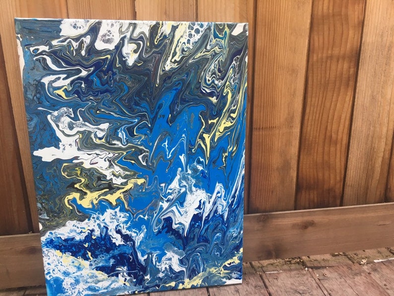 18x24 Fluid Painting Blue Canvas Wall Art Etsy