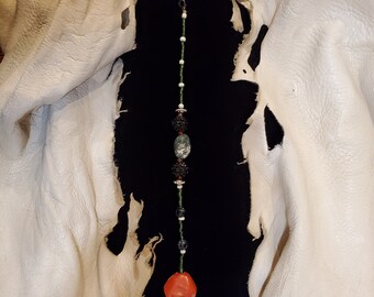 Red African Trading Bead Pendulum