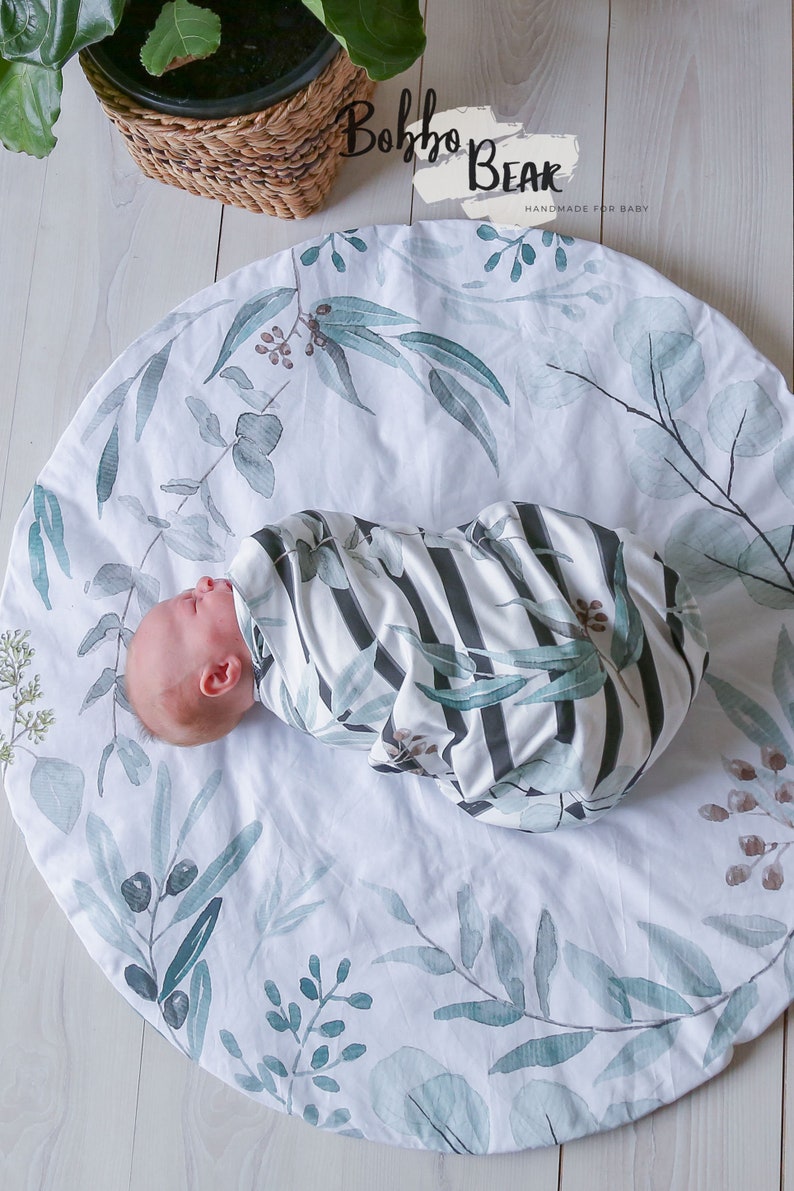Gum Leaf Round Baby Play MatGender NeutralEucalyptus Etsy