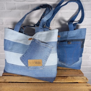 Grand sac en jeans et coton ***UPCYCLING***