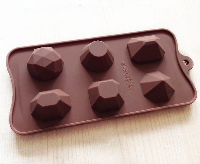Cake Mold Chocolate Mould 6-3D Diamond Jewel Flexible Silicone Mold For Handmade Soap Candle Candy Cookie Icing Cake Fimo Resin Crafts