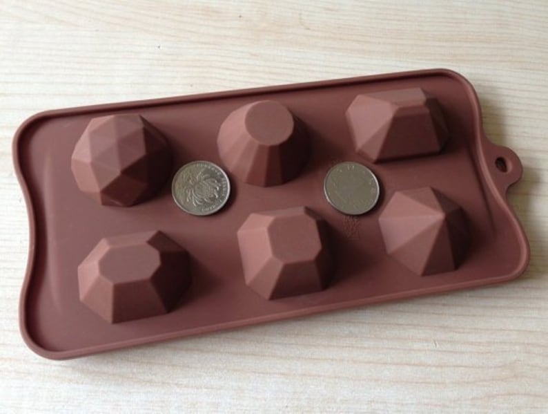 Cake Mold Chocolate Mould 6-3D Diamond Jewel Flexible Silicone Mold For Handmade Soap Candle Candy Cookie Icing Cake Fimo Resin Crafts