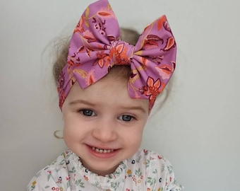 Pink headband, Baby Bow Headband, Toddler Headbands, Infant Headbands, Baby Head Wraps, Soft stretchy Nylon Headbands, Floral baby headwrap