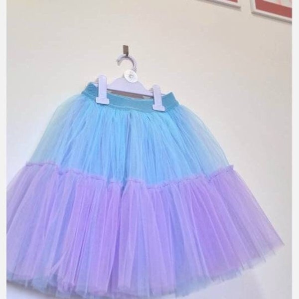 Blue & purple tulle skirt Maxi woman skirt Wedding party photoshoot Violet tutu Bridesmaid party dress  Bridal Layered full skirt