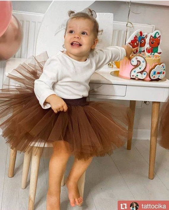 Chocolate color bebé niña falda marrón tutú falda traje para - México