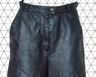 Hight Waisted Black Leather Womens Shorts Vintage
