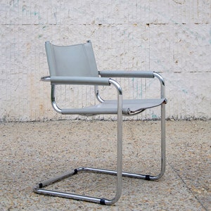 Mart Stam S34 Leather And Chrome Grey Chair