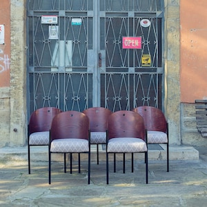Costes Curved Mahogany  Oak Plywood Armchair by Philippe Stark for Driade