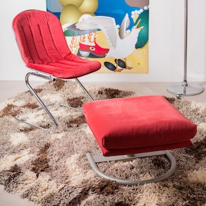 Tapis Flokati en laine tissée à la main : tapis vintage en mouton à poils longs