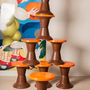 Vintage Tam Tam Style Stool, 1980s, Tulip plastic stool