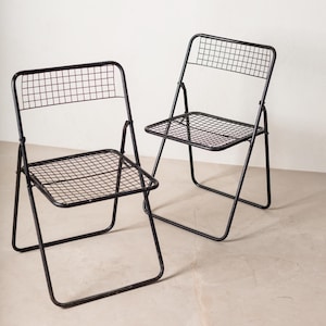 Vintage Metal Folding Chairs in style of Niels Gammelgaard