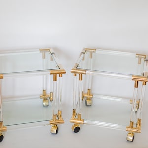 Art Deco Style Lucite And Brass Bar Trolley, Side Table