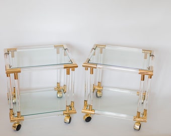 Art Deco Style Lucite And Brass Bar Trolley, Side Table