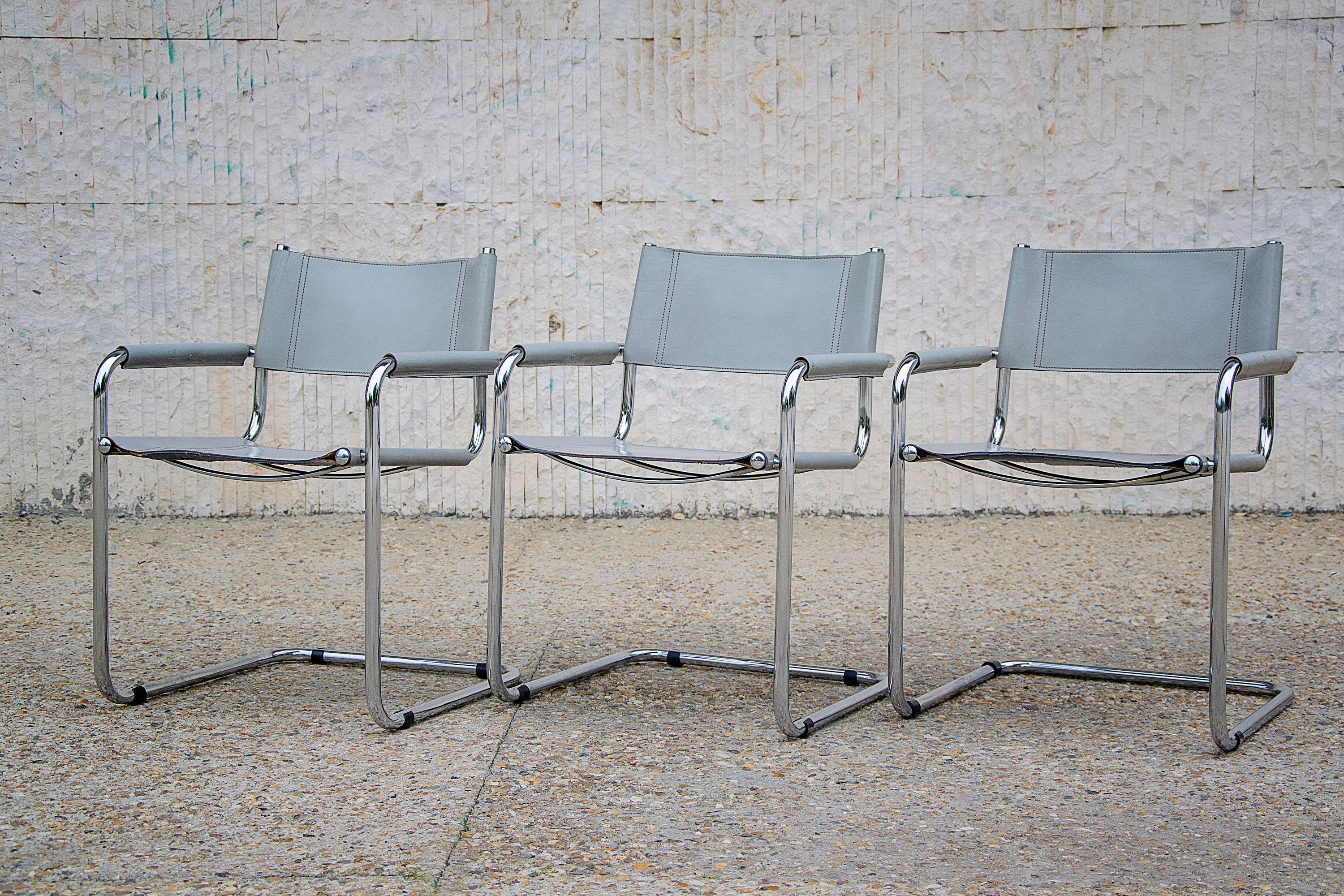 Mart Stam S34 Leather and Chrome Grey Chair Etsy