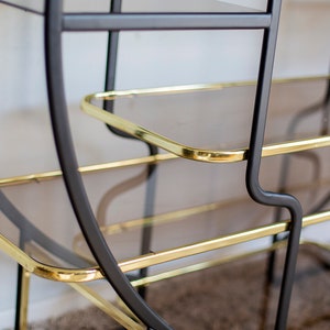 Hollywood Regency Brass Glass Round Shelf 1970s image 6