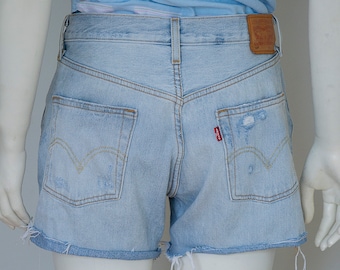 Levis 501 Hight waisted light blue womens denim shorts