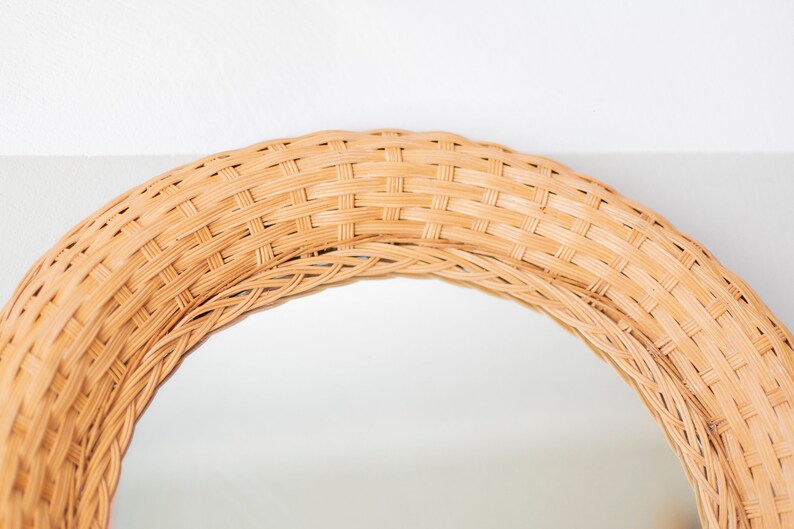 Round wall rattan mirror, Bohemian mirror, Rattan Wall Mirror, Round wide wicker mirror image 9