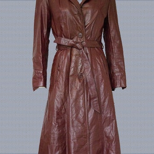 Leather Belted Trench Coat Vintage 70's / Burgundy Leather - Etsy