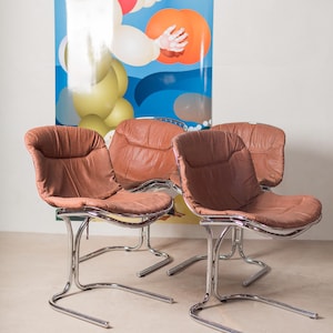 Chromed Chairs by Gastone Rinaldi for Rima, 1970s, Set of 4, model Radiofreccia