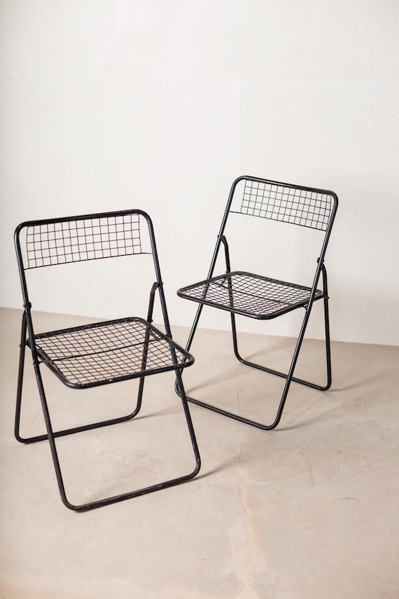 Vintage Metal Folding Chairs in style of Niels Gammelgaard