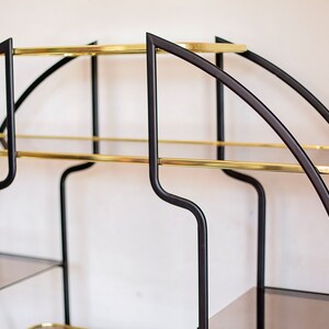 Hollywood Regency Brass Glass Round Shelf 1970s image 9