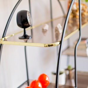 Hollywood Regency Brass Glass Round Shelf 1970s image 2