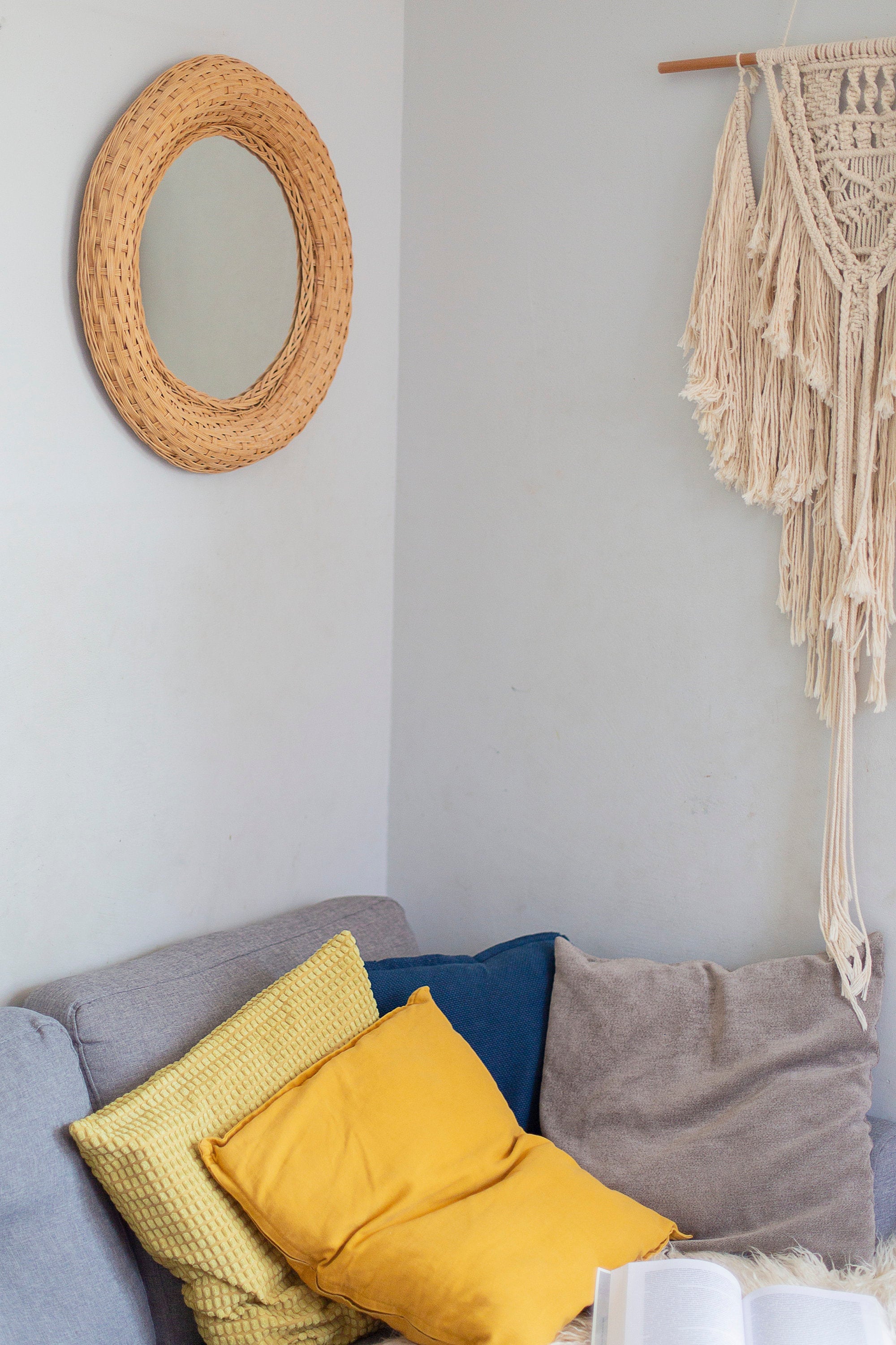 Round Wall Rattan Mirror Bohemian Mirror Rattan Wall Mirror Etsy