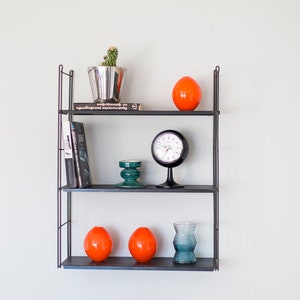 String, Metal Wall Shelf, Vintage Shelves black lacquered metal, Iron  Shelving Brackets, Modular wall shelving