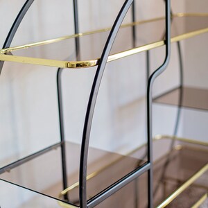 Hollywood Regency Brass Glass Round Shelf 1970s image 5