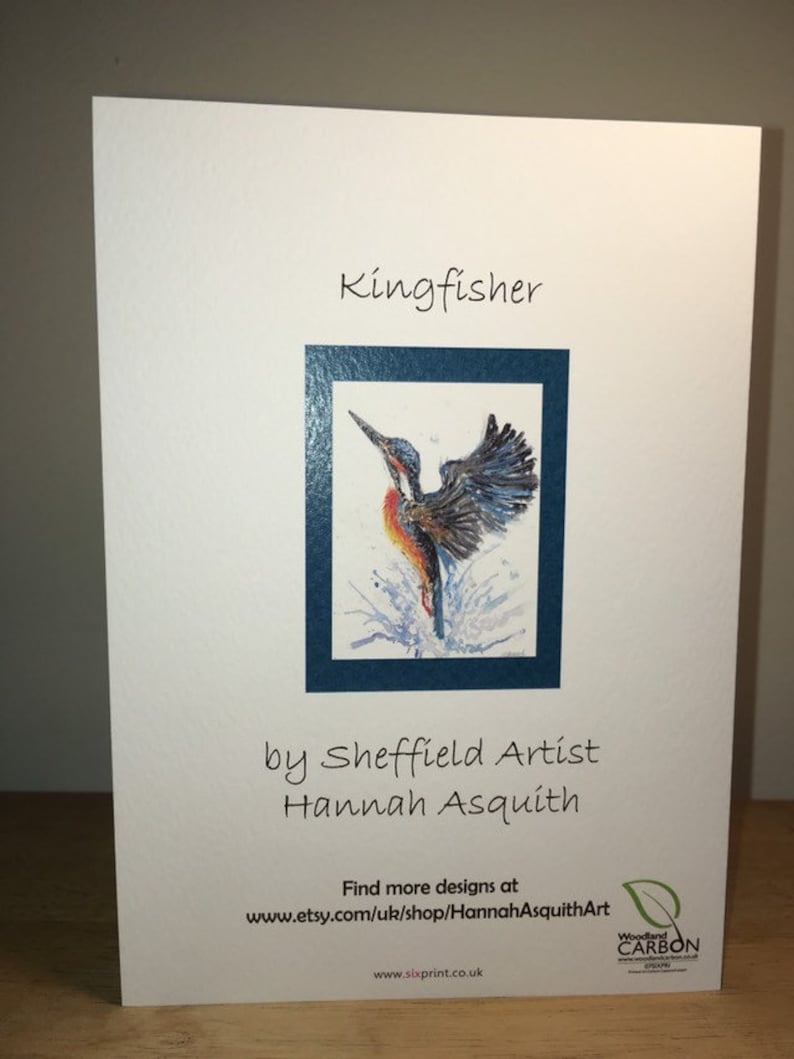 bright blue orange watercolour bird painting british wildlife unique birthday present greeting card any occasion Kingfisher in flight