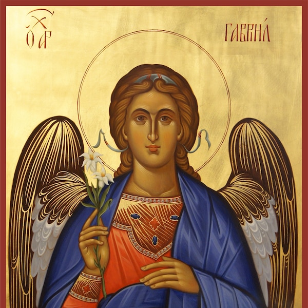 Saint Angel Gabriel Icon Archangel Gabriel Icon Angel icon Hand Painted Orthodox Icon Angel Art Byzantine Baptism Gift Orthodox Christian