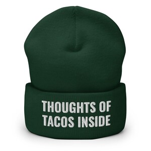Taco Beanie: &quot;Thoughts of Tacos Inside&quot; - Acrylic Knit